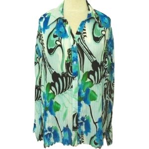 Milano Woman Abstract Floral Print Crinkle Blouse- Sz. 2X